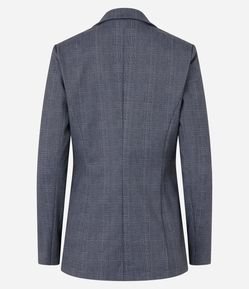 Blazer em Ponto Roma com Abotoamento e Estampa Xadrez