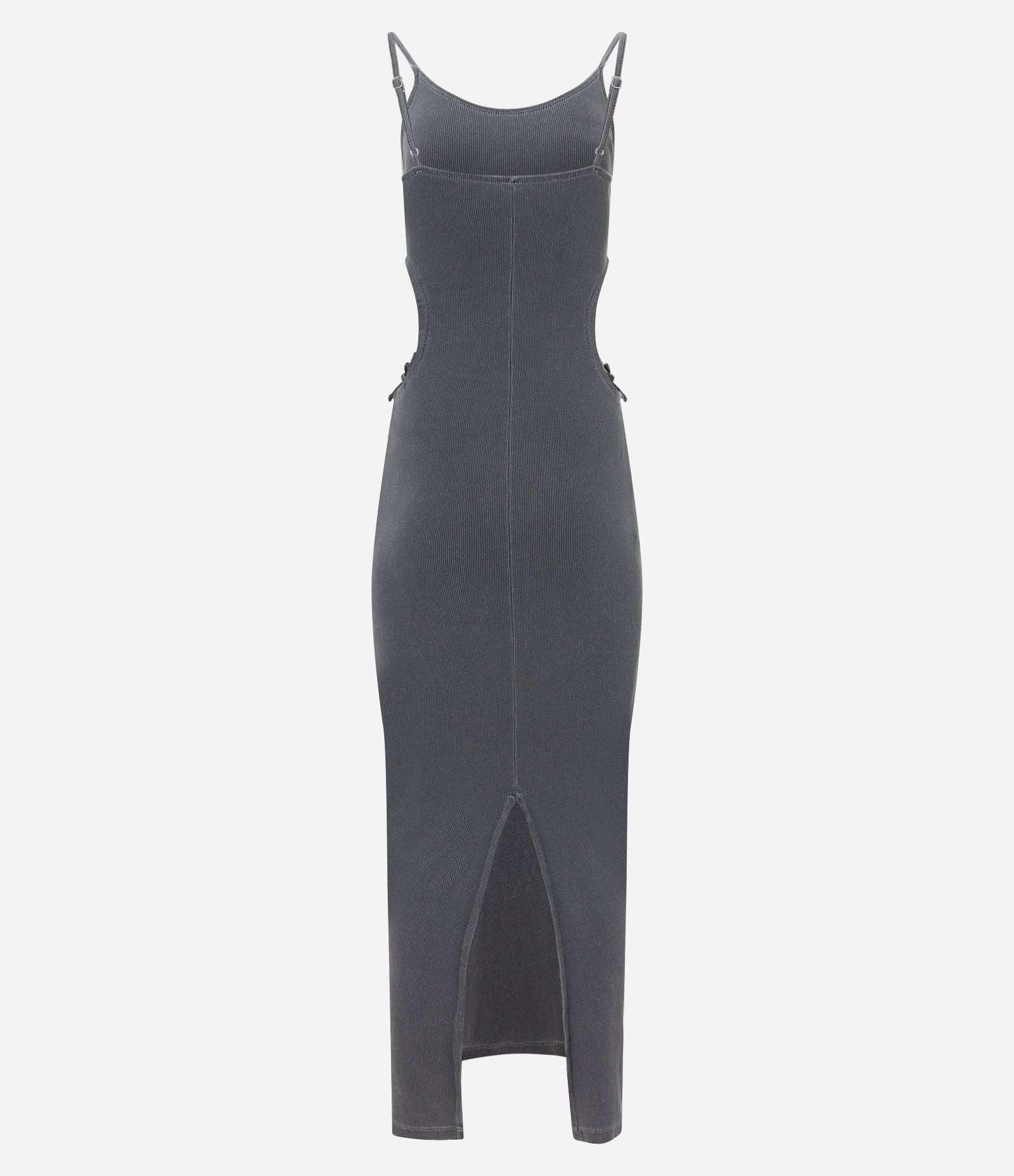 Vestido Midi em Ribana Lavado com Aberturas Laterais Cinza 6