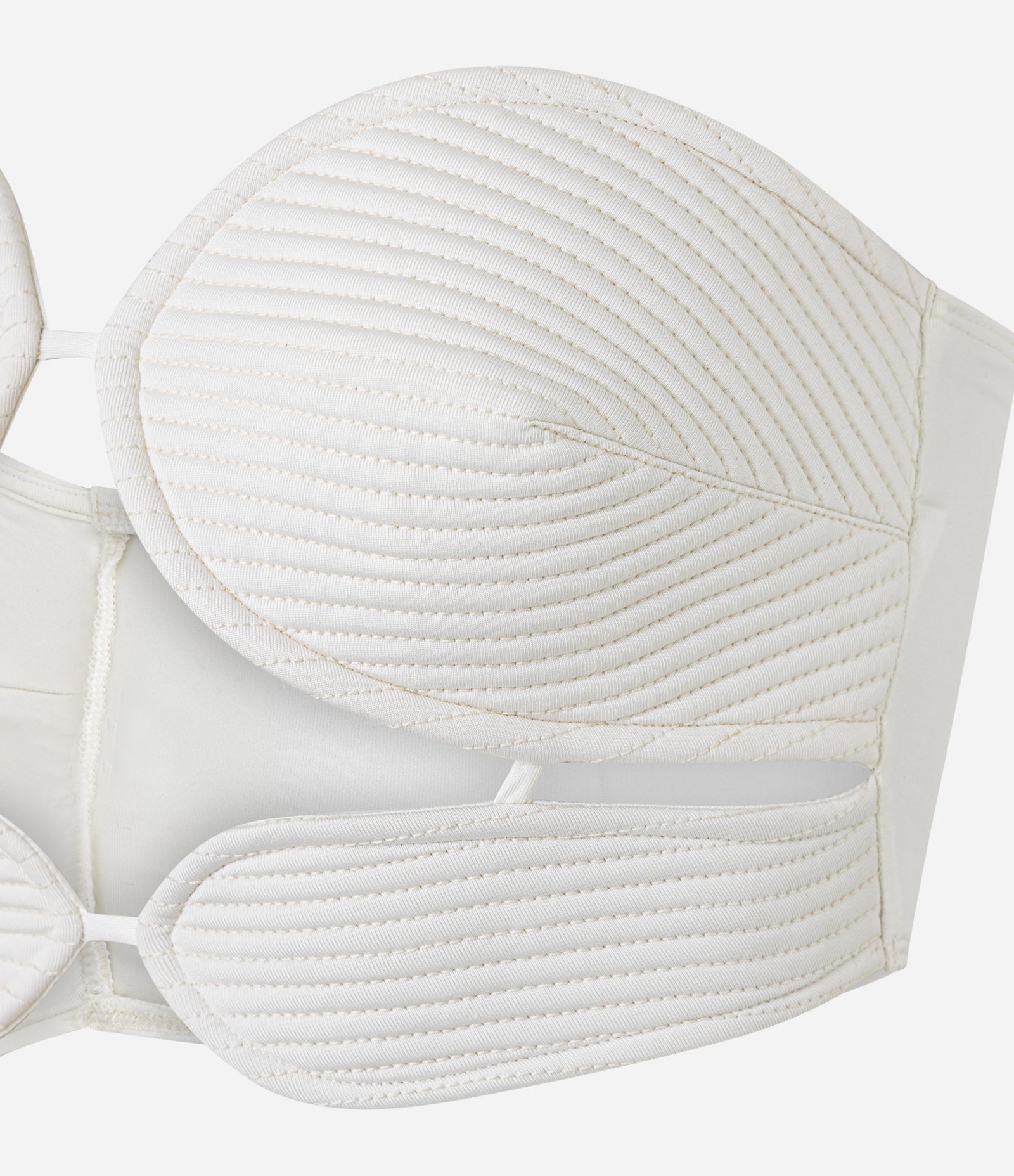 Top em Crepe Tomara que Caia com Busto Pespontado Arredondado Branco 7