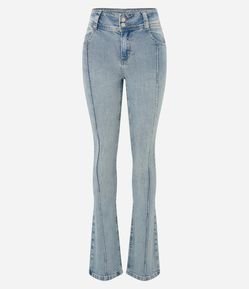 Calça Boot Cut Jeans com Abotoamento Duplo