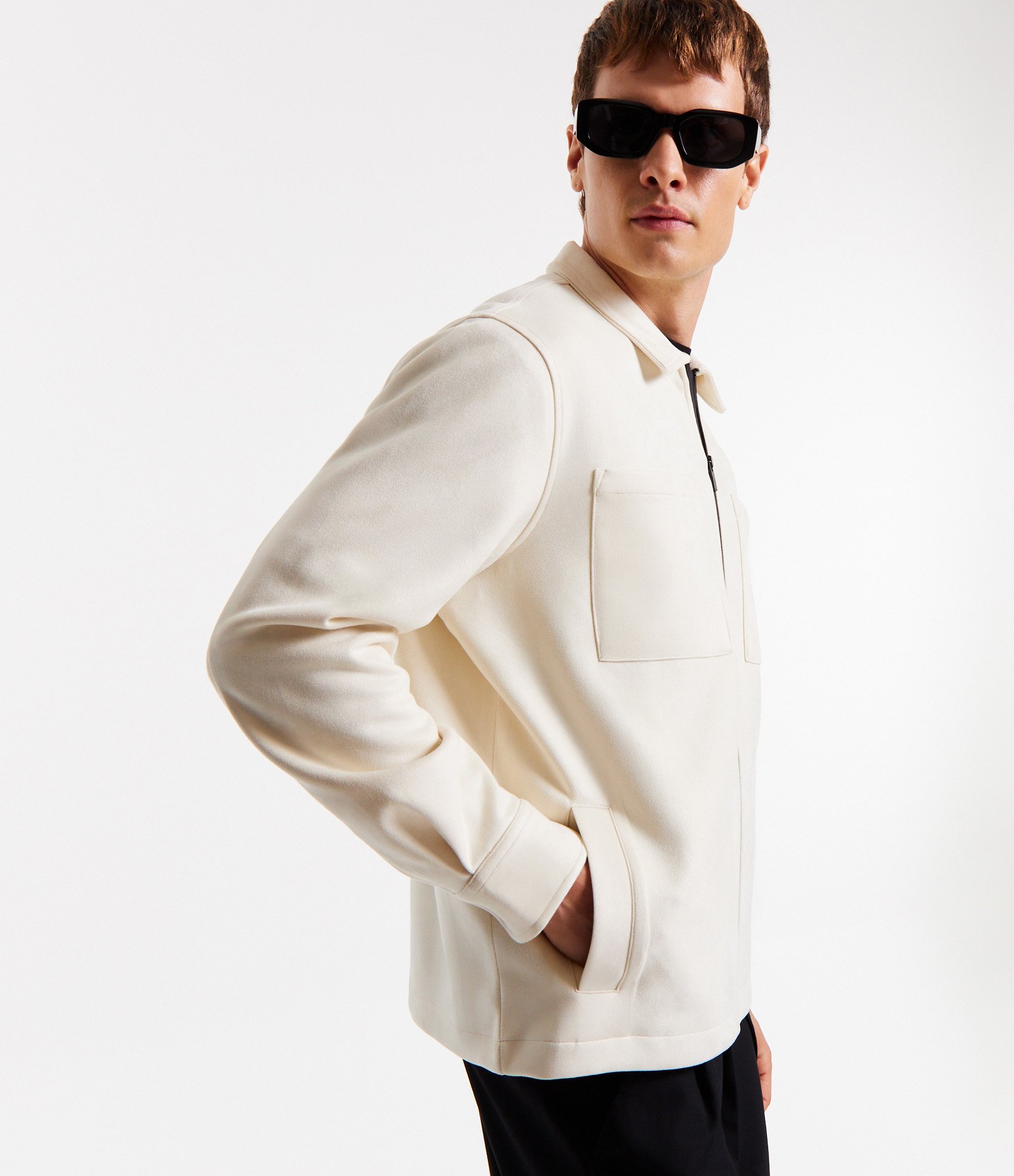 Camisa Overshirt com Fechamento em Zíper e Bolsos Off White 7