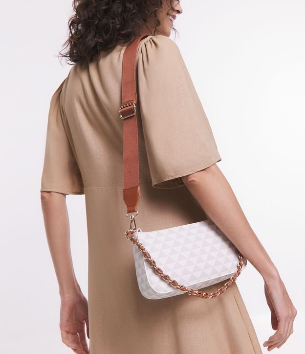 Bolsa Transversal 02 em 01 em PU com Triângulos Estampados