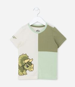 Camiseta Infantil Manga Curta com Estampa de Dinossauro - Tam 1 a 10 anos