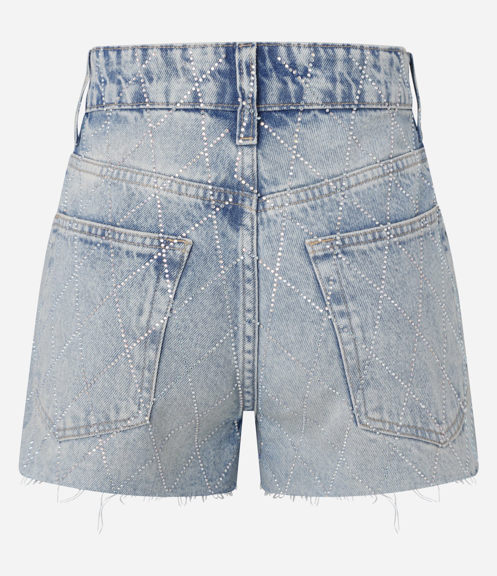 Short Jeans com Strass em Losangos Azul 3