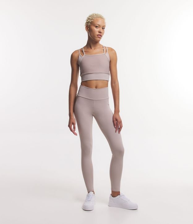 Calça Legging Esportiva em Poliamida com Recorte Texturizado