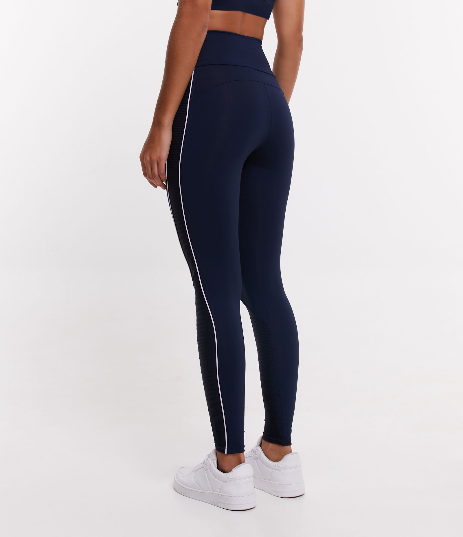 Calça Legging Esportiva em Poliamida com Viés Contrastante Azul Escuro 3