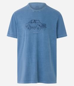 Camiseta em Meia Malha com Estampa de Carro