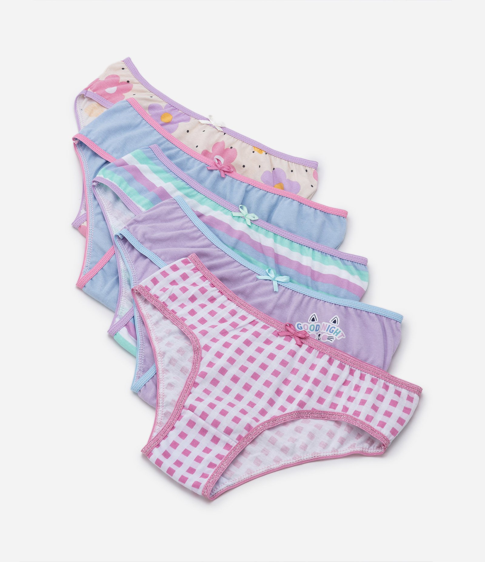 Kit 05 Calcinhas Infantis em Meia Malha Estampadas - Tam 2 ao 14 anos Rosa 1