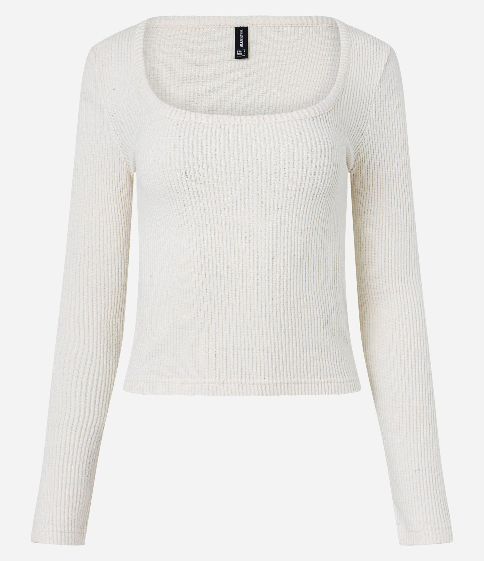 Blusa Curta Texturizada com Decote Quadrado Off White 6