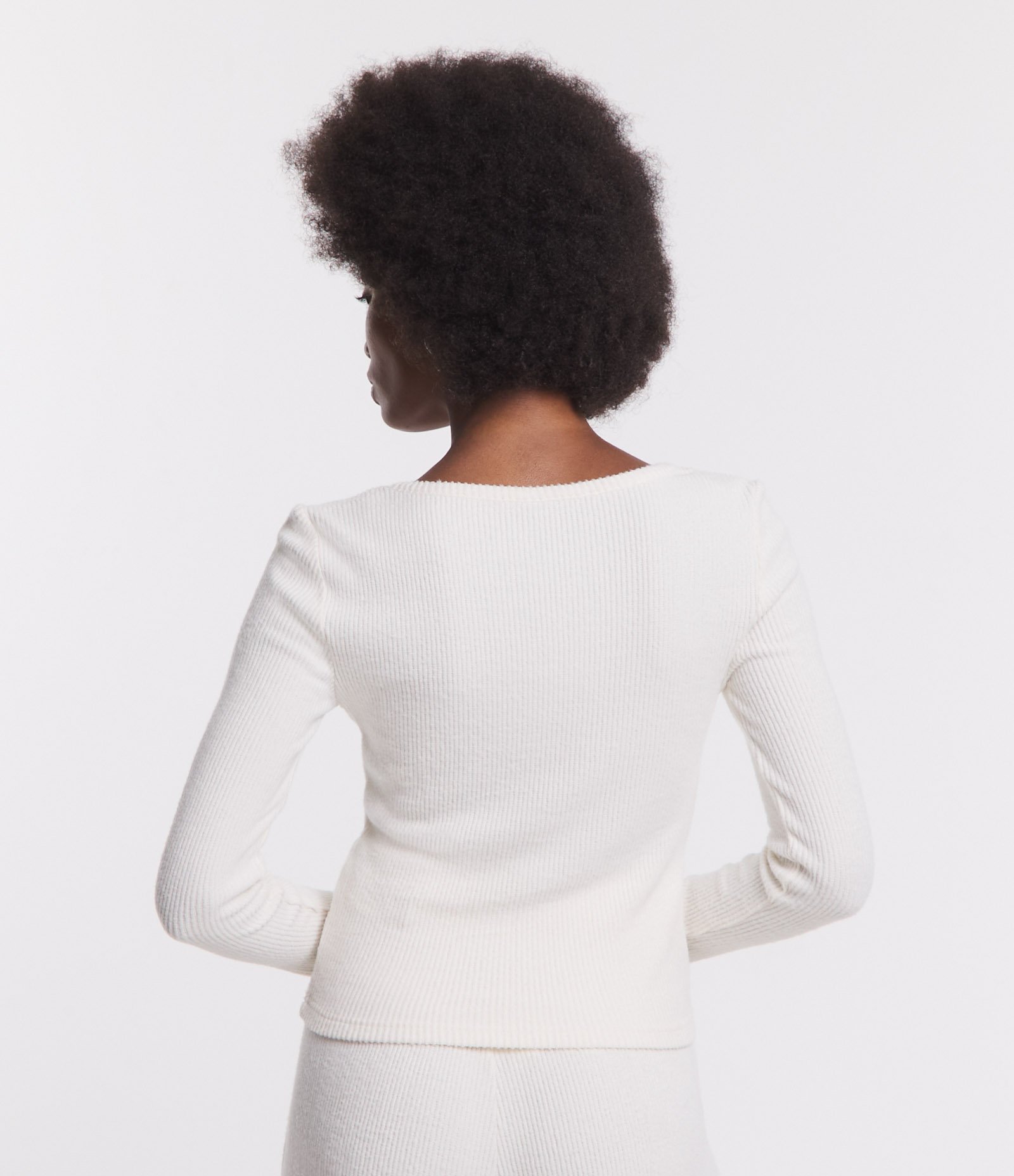 Blusa Curta Texturizada com Decote Quadrado Off White 3