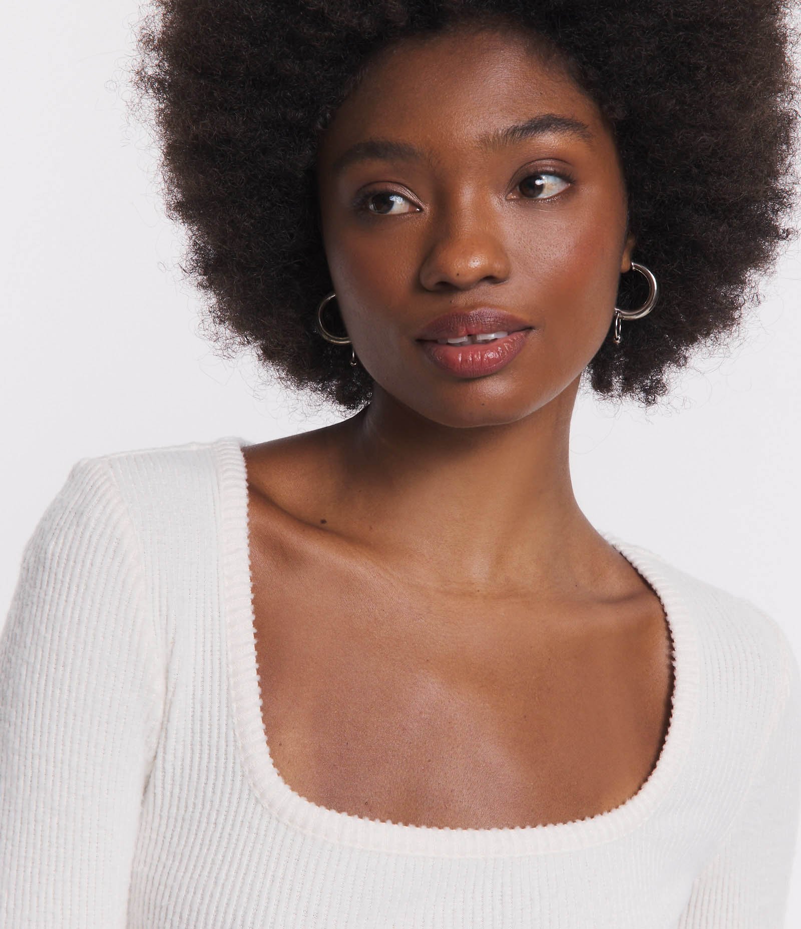 Blusa Curta Texturizada com Decote Quadrado Off White 4