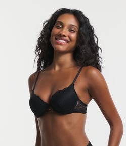 Sutiã Push-Up Com Bojo Em Renda Floral Com Detalhe No Entremeio