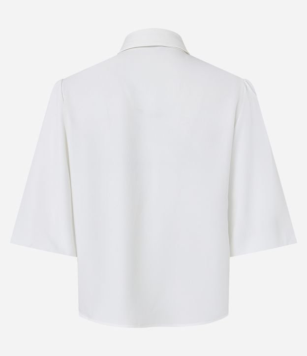 Camisa em Crepe com Gola Lago e Detalhes Contrastantes Off White 7