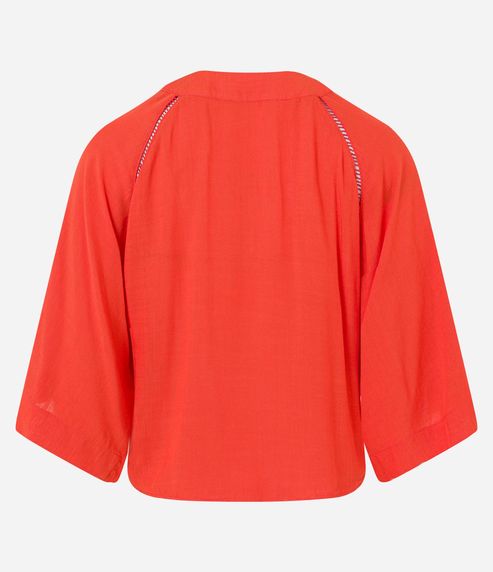 Blusa em Viscose com Manga 3/4 Evasê e Detalhe Entremeios Laranja 7