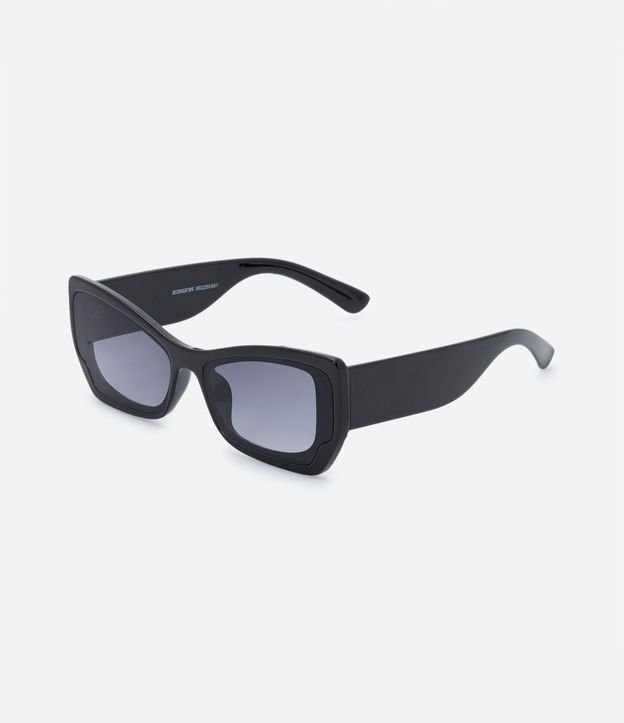 Óculos de Sol Quadrado Médio com Hastes Largas Preto 2