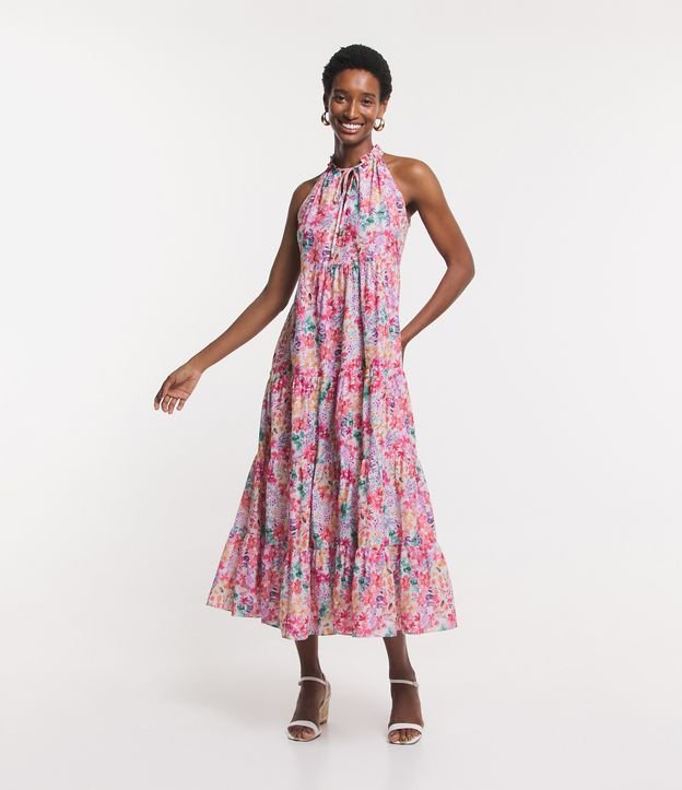 Vestido Floral Floerns Menina - Longo Sem Mangas Com Babados