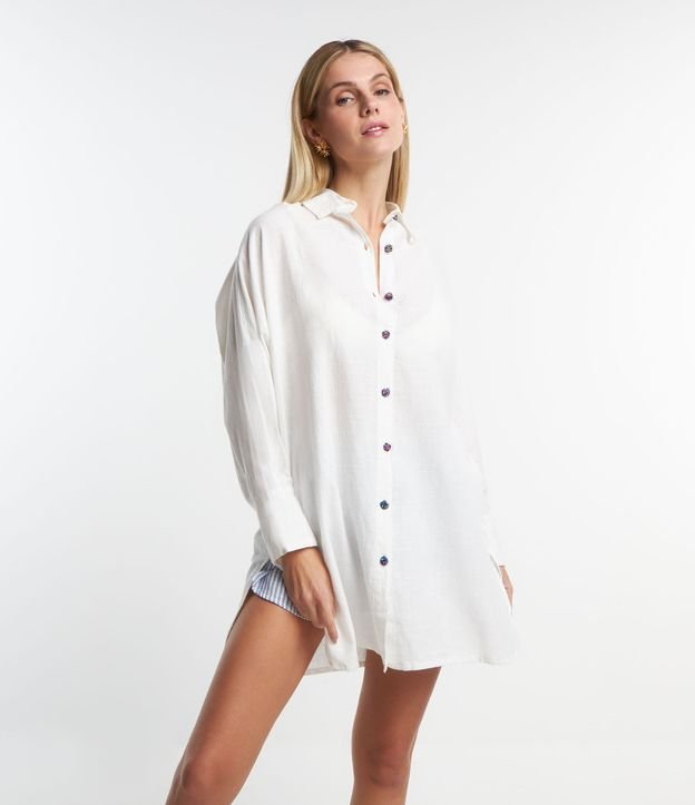 Saída de Praia Chemise em Flanela com Miçangas Coloridas