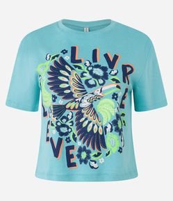 Blusa T-shirt em Meia Malha com Estampa Tucano