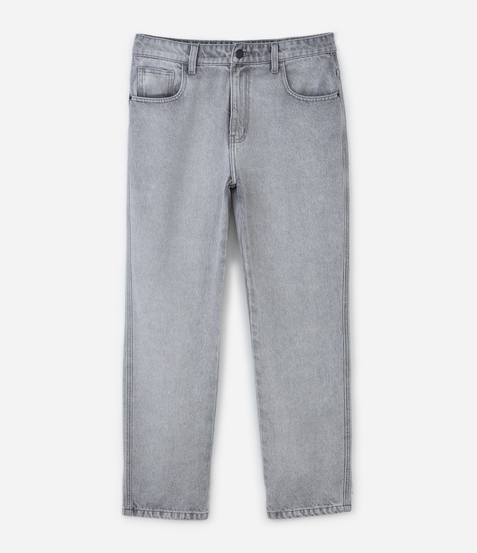Calça Baggy em Jeans Estonada com Bolsos Cinza 5