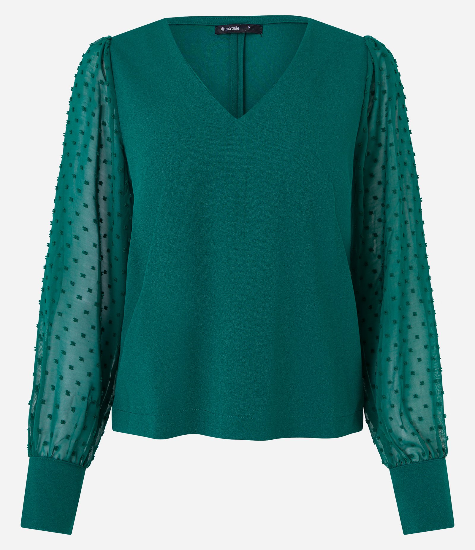 Blusa em Crepe com Manga em Chiffon Poá 5