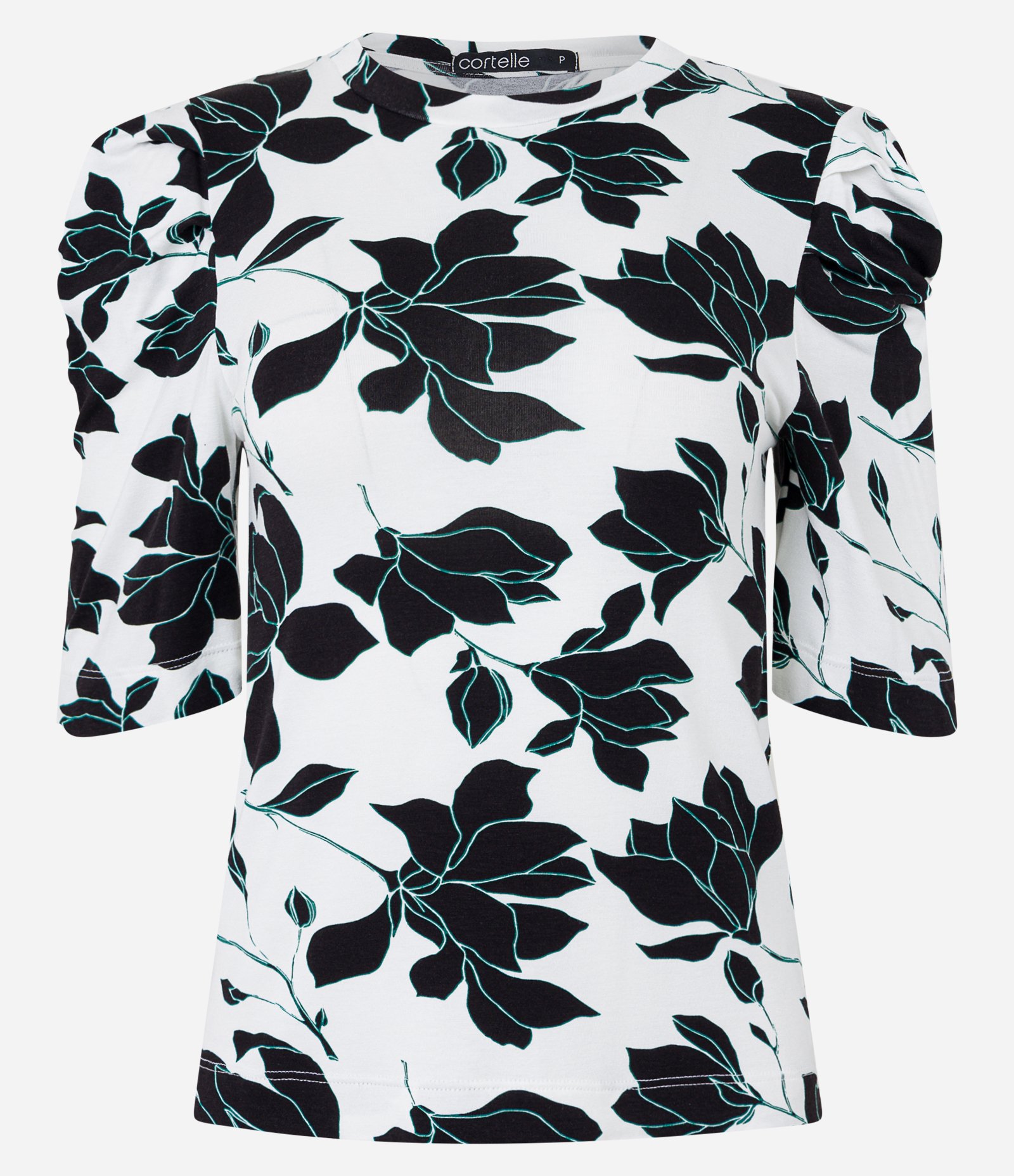 Blusa em Viscolycra com Manga Bufante e Estampa Flores Contrastantes Branco Neve 5