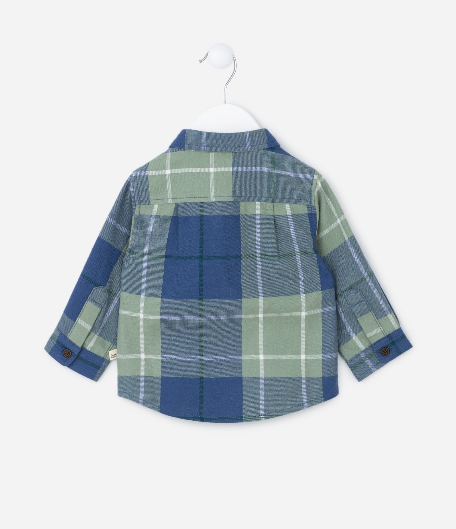 Camisa Infantil em Flanela Estampa Xadrez com Bolsinho - Tam 0 a 18 meses Azul/Verde 2