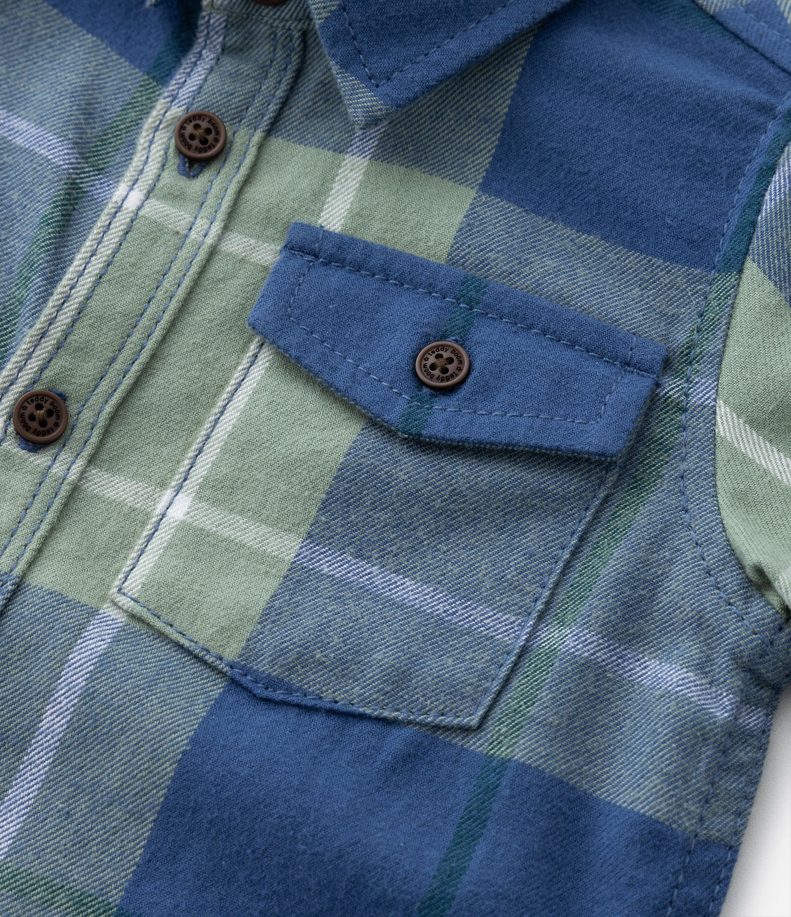 Camisa Infantil em Flanela Estampa Xadrez com Bolsinho - Tam 0 a 18 meses Azul/Verde 4