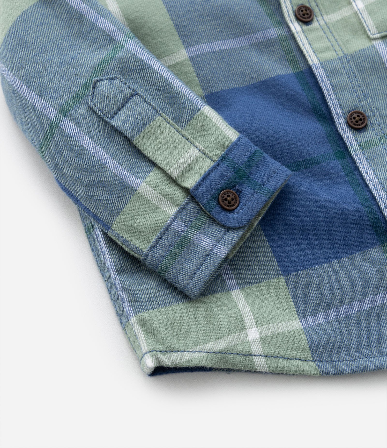 Camisa Infantil em Flanela Estampa Xadrez com Bolsinho - Tam 0 a 18 meses Azul/Verde 5