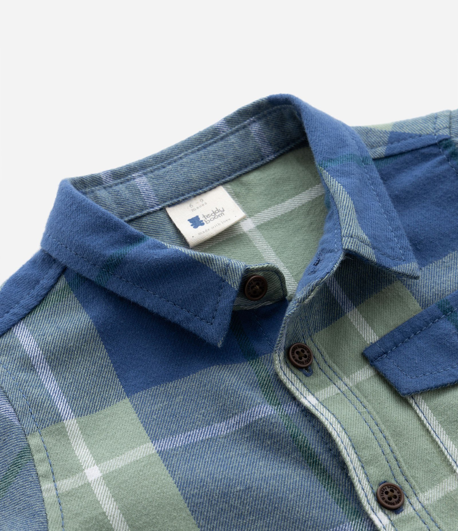 Camisa Infantil em Flanela Estampa Xadrez com Bolsinho - Tam 0 a 18 meses Azul/Verde 6