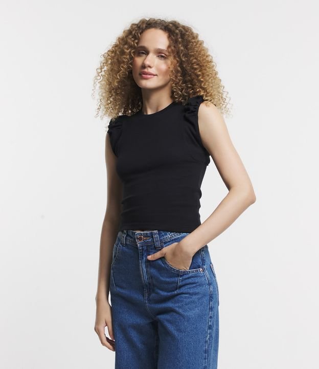 Blusa Básica em Ribana com Franzido na Cava