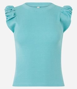 Blusa Básica em Ribana com Franzido na Cava