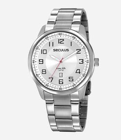 Kit Relógio Seculus Analógico com Pulseira e Caixa em Metal 20785G0SVNA2KE