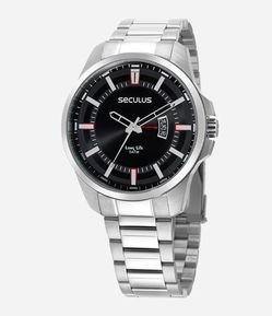 Kit Relógio Seculus Analógico com Pulseira e Caixa em Metal 44084G0SVNA2KD