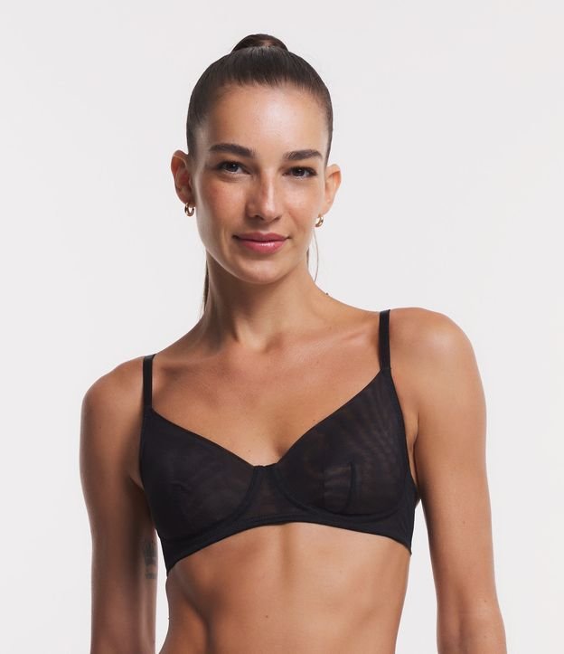 Sutiã Sem Bojo em Tule Com Aro e Alça Regulável