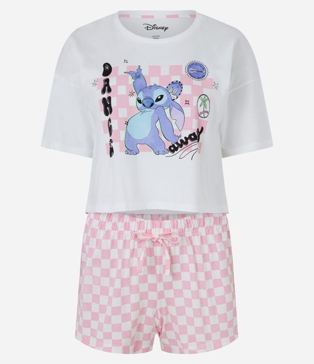 Pijama Curto Adulto Feminino Lilo Stitch Blusa E Short Doll - R$ 49,2