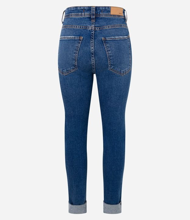 Calça Jeans Mom com Barra Virada Azul Escuro 7