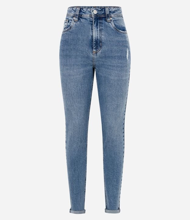 Calça Jeans Mom com Barra Virada Azul Médio 6