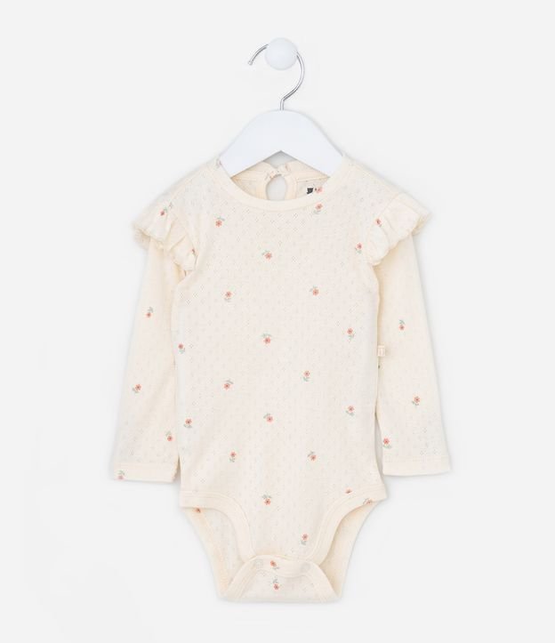 Body Infantil Texturizado com Babadinho no Ombro - Tam RN a 24 meses