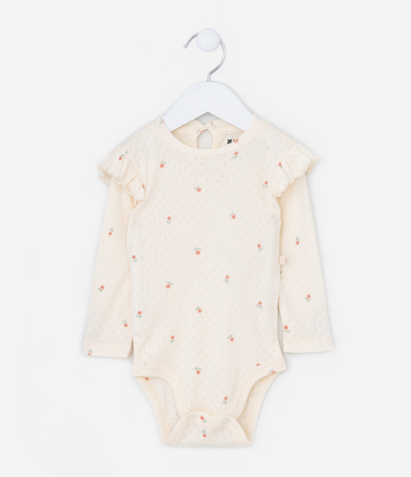 Body Infantil Texturizado com Babadinho no Ombro - Tam 0 a 24 meses Bege 1