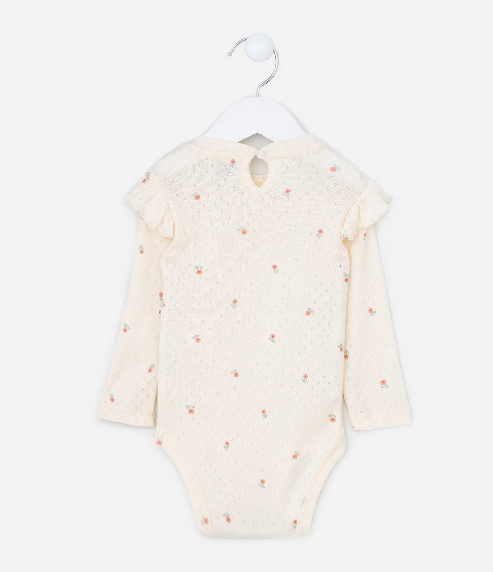 Body Infantil Texturizado com Babadinho no Ombro - Tam 0 a 24 meses Bege 2