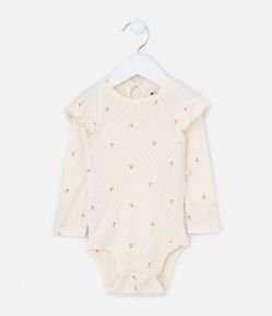 Body Infantil Texturizado com Babadinho no Ombro - Tam 0 a 24 meses