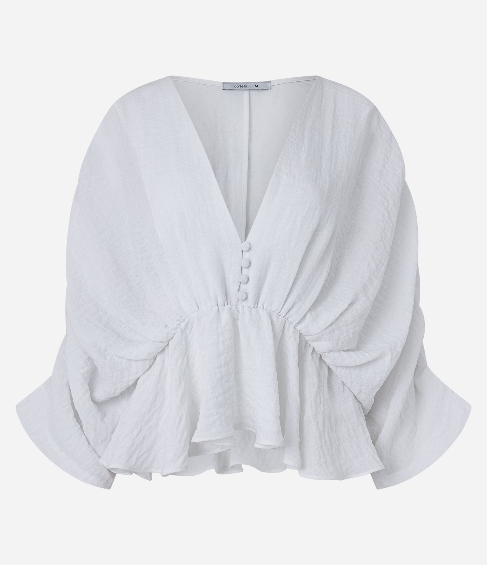 Blusa Bata Manga Longa em Viscose com Botões Branco 6
