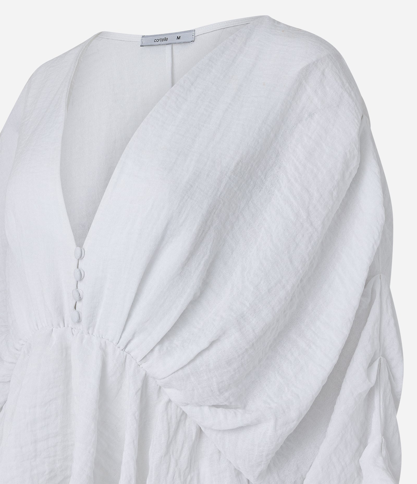 Blusa Bata Manga Longa em Viscose com Botões Branco 7