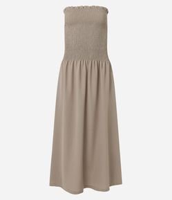 Vestido Midi em Crepe Tomara que Caia com Lastex