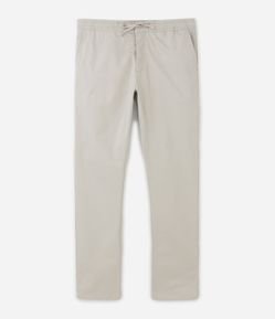 Calça Slim em Sarja com Cós Elástico e Bolso Faca