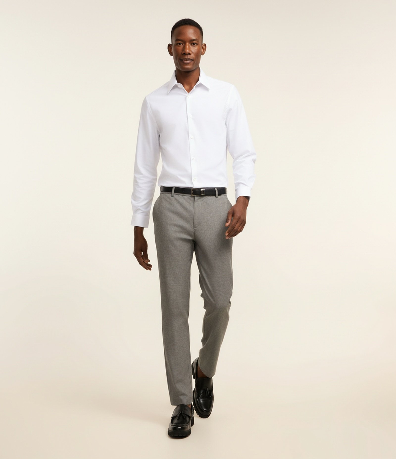Camisa Regular em Microfibra Easy Care Branco Neve 1