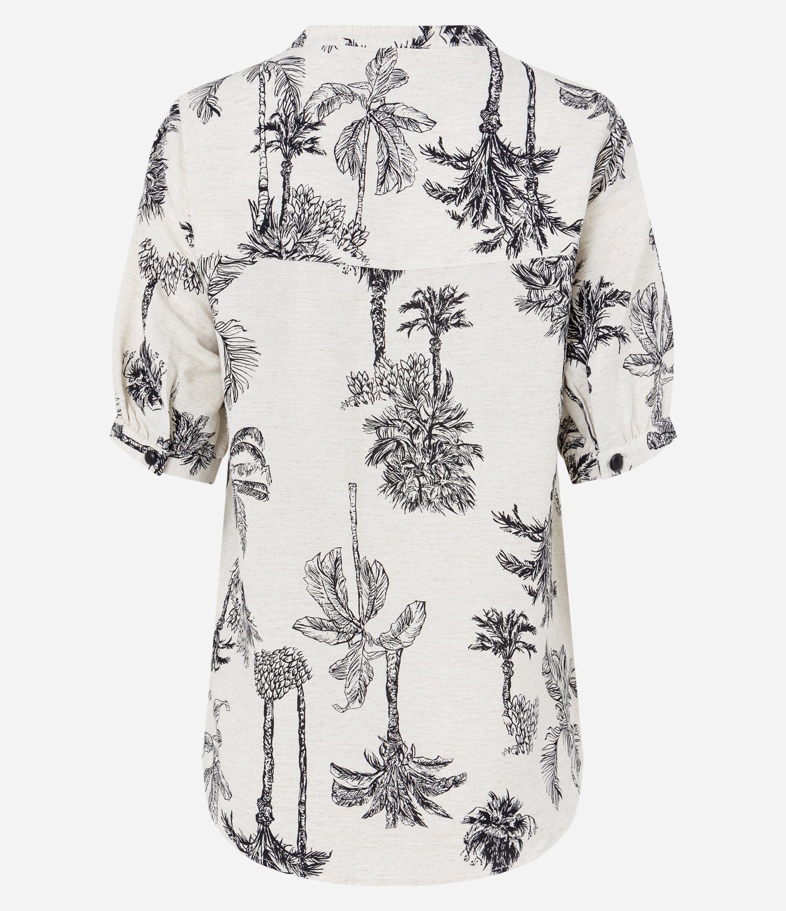 Camisa Manga Curta em Viscolinho com Coqueiros Estampados Bege 6