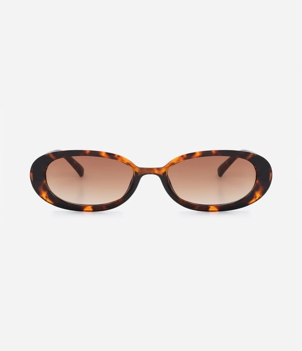 Óculos de Sol Redondo Slim com Estampa Animal Print Marrom 3