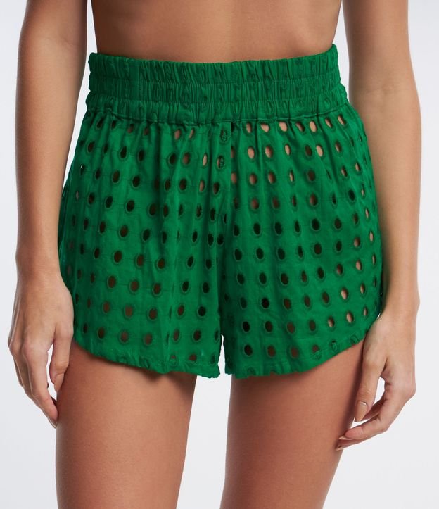 Saída de Praia Short em Laise com Elástico no Cós Verde 2