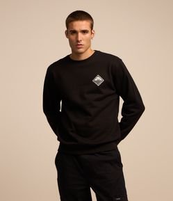 Blusão Fechado em Moletom com Felpa e Estampa Localizada